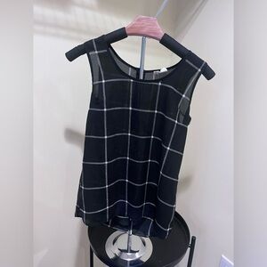 WHITE AND BLACK PLAID JAPNA TANK TOP WITH GOLD BACK ZIPPER
